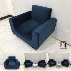 T2 Ghế sofa đơn 1 nệm ngồi màu xanh đậm NS04 vải nỉ nhung