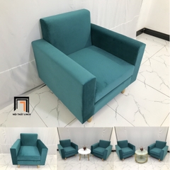 Y1 Ghế sofa đơn cho văn phòng NS05 màu xanh lá vải nhung đẹp