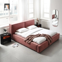 Giường ngủ cao cấp GN39 Ellia màu hồng vải nhung nỉ
