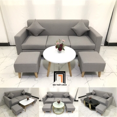 C5 Bộ ghế sofa băng xám trắng 1m9 NS05 phòng khách gia đình