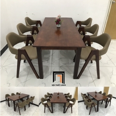 Bộ bàn ăn dài 1m6 6 ghế 4-KH6-G5-B108-nausi nâu cánh gián
