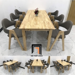 Bộ bàn ăn 6 ghế chữ A nệm vải gỗ tự nhiên 5-KH6-G5-B108-govai bàn dài 1m6