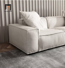 L2 Set ghế sofa xám trắng vải nỉ UT103 Kedu dài 3m7