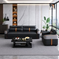 F2 Sofa văn phòng KT64 Cobalt bọc da đẹp hiện đại