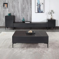 S2 Bàn sofa hình hộp chữ nhật màu đen BSF48 Raheem 1m mặt đá