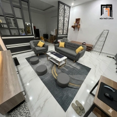 I3 Bộ ghế sofa gia đình nhỏ KL7 BGN màu xám đen vải bố