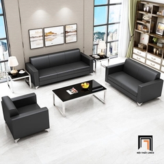 G1 Bộ ghế sofa văn phòng tiếp khách KT118 Pyon bọc da màu nâu