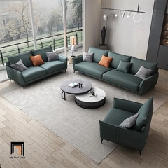 G1 Bộ ghế sofa phòng khách đẹp KT37 Noha màu xanh lá da giả