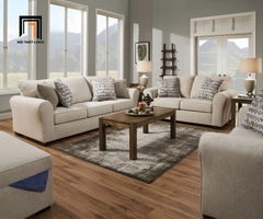 D5 Bộ ghế sofa phòng khách màu trắng kem KT2 Carey sang trọng