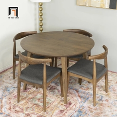 Bộ bàn ăn gỗ hình tròn giá rẻ 44-KH4-G12-B93 4 ghế ngồi nhỏ gọn