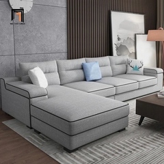 B5 Bộ ghế sofa góc L sang trọng GT129 Ammo 3m x 1m8 màu xám trắng