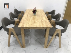 Bộ bàn ăn 6 ghế chữ A nệm vải gỗ tự nhiên 5-KH6-G5-B108-govai bàn dài 1m6