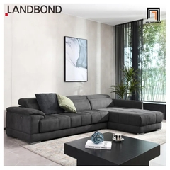 E3 Ghế sofa góc L vải nỉ xám đen GT87 Landbond 2m6 x 1m6 giá rẻ