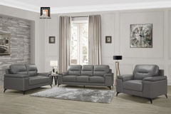 H1 Bộ ghế sofa da công nghiệp xám KT46 Mahler phòng khách cao cấp