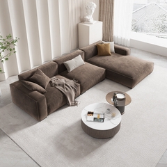 E3 Ghế sofa góc L căn hộ chung cư GT158 Plainview 2m6 x 1m6 nâu đậm