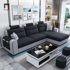 A1 Bộ ghế sofa góc L đẹp GT86 Jiangsu 2m4 x 1m6 phối màu vải nỉ