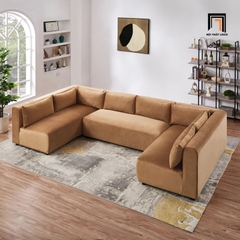 P1 Ghế sofa góc chữ U vải nhung màu cam GT101 Hudson 2m8 x 1m6