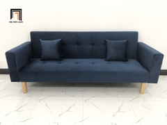 E5 Bộ ghế sofa giường thông minh GBL2 2m xanh đen vải nhung