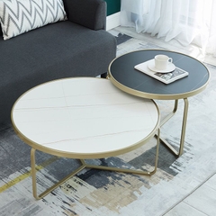 R1 Cặp bàn sofa mặt đá trắng đen BSF17 Crafty khung chân sắt