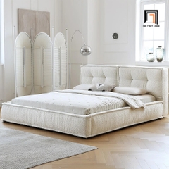 Giường ngủ vải lông cừu GN33 Darcy màu trắng kem
