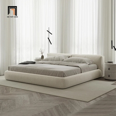 Giường ngủ bọc vải nỉ GN48 Amos màu xám trắng