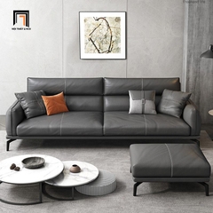 H1 Set 2 ghế sofa gia đình sang trọng KT69 Flamy da simili xám đậm