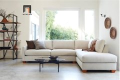 E3 Bộ ghế sofa góc L trắng kem GT10 Tuxedo 2m4 x 1m8 cho gia đình