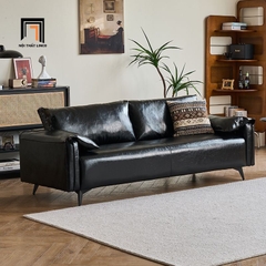 F5 Combo 2 ghế sofa da Pu bóng màu đen KT152 Napita cho sảnh chờ