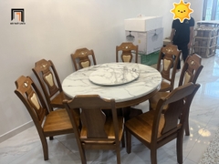 Bàn ăn tròn lớn mặt đá GF19-BAD8-G317-B359 8 ghế ngồi