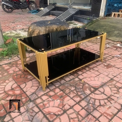 G1 Bàn sofa mặt kính cường lực đen BTPK16 Akoka 1m x 50 2 tầng