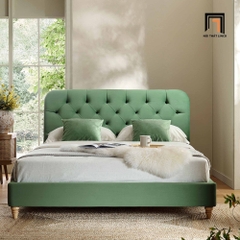 Giường ngủ vải nỉ nhung xanh lá GN67 Leaminton xinh xắn