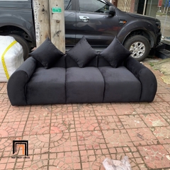 E3 Ghế sofa băng cong vải nhung đen BT315 Lolli 2m2 cho shop tiệm