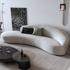 A5 Ghế sofa băng cong dài 2m4 BT193 Cruces vải nhung màu xám đẹp