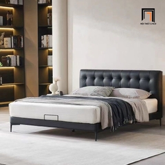 Giường ngủ da simili màu đen GN79 Kirk kiểu dáng hiện đại