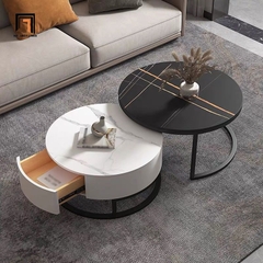 D1 Cặp bàn sofa mặt đá tròn BSF30 Simon căn hộ chung cư