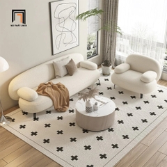 D1 Bộ ghế sofa xinh xắn màu trắng kem KT56 Nina kiểu dáng cong