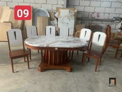 Bộ bàn ăn mặt đá dày đẹp GF25-BAD6-G304-B358 6 người