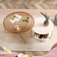 V2 Cặp bàn sofa mặt tròn BSF6 Colen phòng khách gia đình xinh xắn