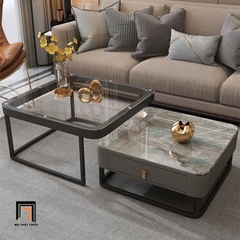 K2 Cặp bàn sofa mặt đá ceramic vuông BSF45 Modany sang trọng