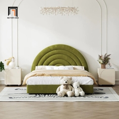 Giường ngủ hình trăng tròn GN34 Bartley vải nhung nỉ