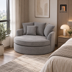 F1 Ghế sofa đơn tròn thư giãn DT11 Syloh 1m2 xám trắng bọc vải