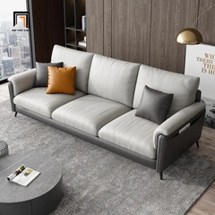 C2 Ghế sofa băng sang trọng dài 2m BT136 Jing phối màu da Pu xám