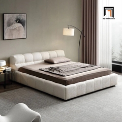 Giường ngủ vải lông cừu GN77 Keiko xinh xắn màu kem