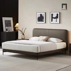 Giường ngủ sang trọng GN78 Inez da công nghiệp nâu