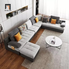C1 Bộ ghế sofa góc chữ L GT18 Linsy 3m25 x 1m6 phối màu vải nhung