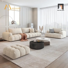 C1 Ghế sofa văng 2m4 đẹp BT270 Muranso màu trắng kem trang trí tiệm