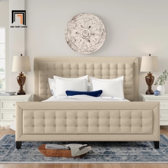 Giường ngủ Âu Mỹ GN25 Kaster màu trắng kem sang trọng