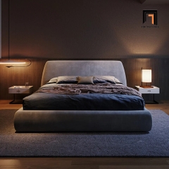 Giường ngủ hiện đại GN47 Nadia da công nghiệp màu xám