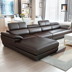 I4 Bộ ghế sofa phòng khách gật gù màu đen KT82 Zeglo bọc da giả