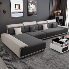 E2 Ghế sofa góc L lớn GT259 Ramia 3m2 x 1m8 phối màu vải đen trắng